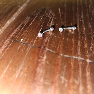 Silver and Pink Curved Barbell Earrings